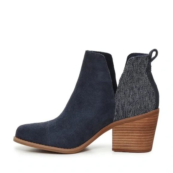 TOM’s | Like NEW Everly Navy Suede Ankle Boots Size 9.5 - Picture 4 of 8